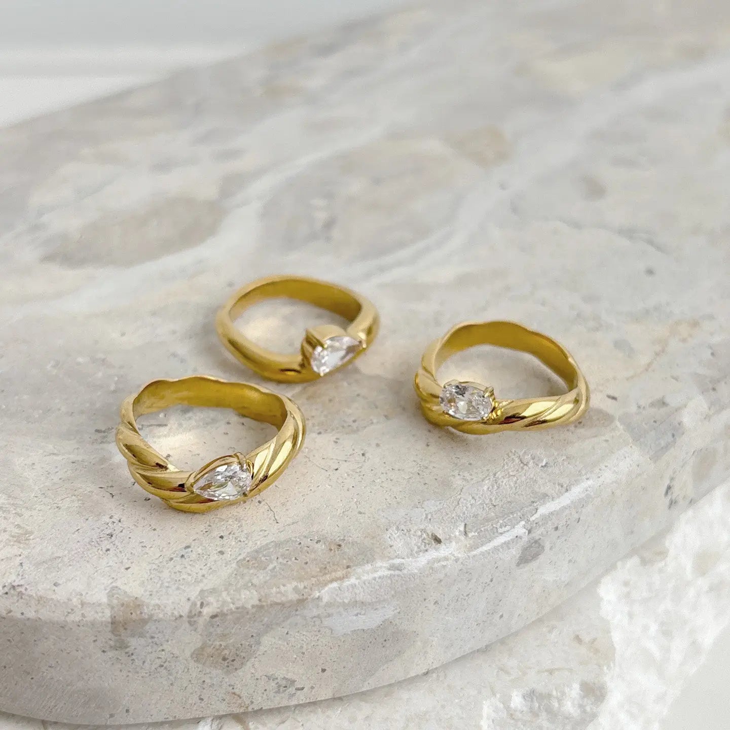 Elodie Oval Crystal 18K Gold Plated Ring