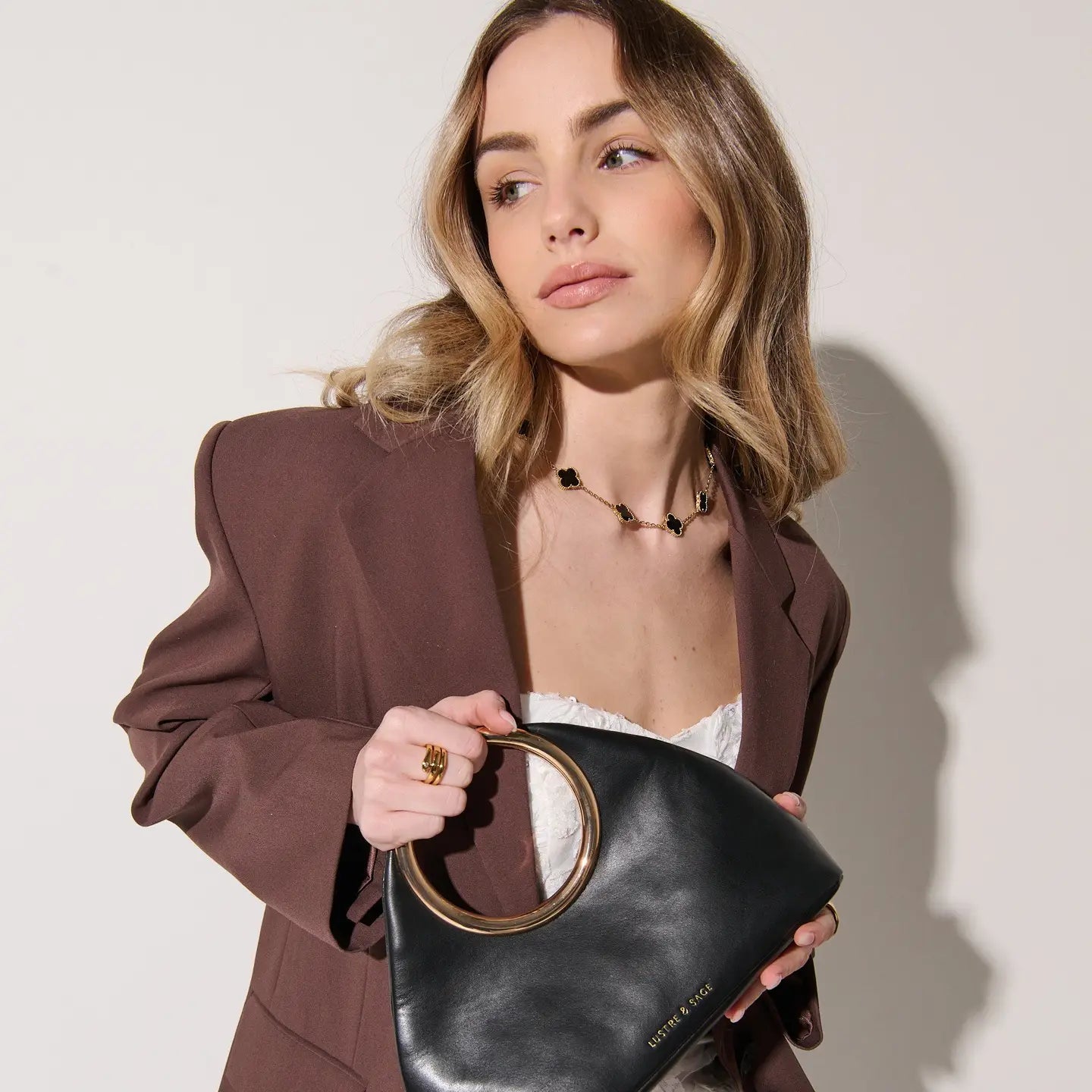 Vegan Leather Hailey Statement Handle Bag