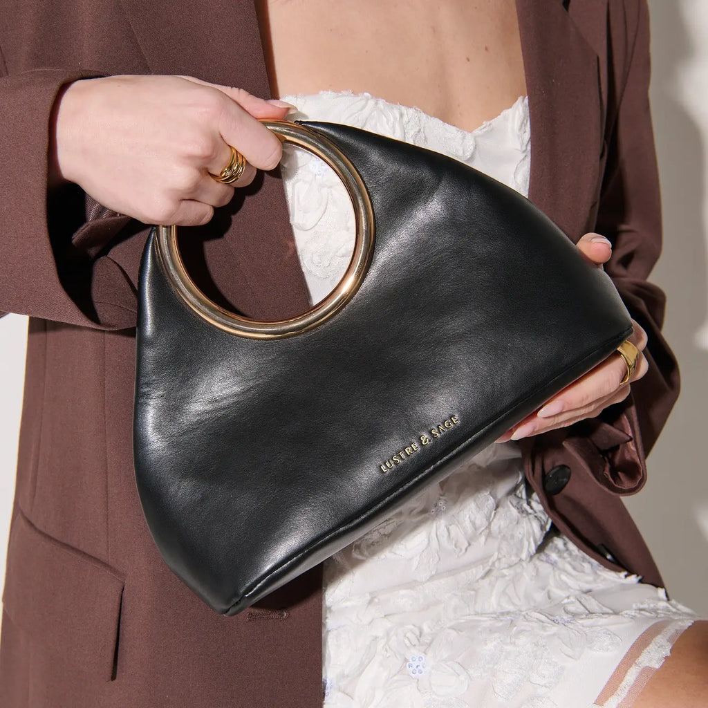 Vegan Leather Hailey Statement Handle Bag