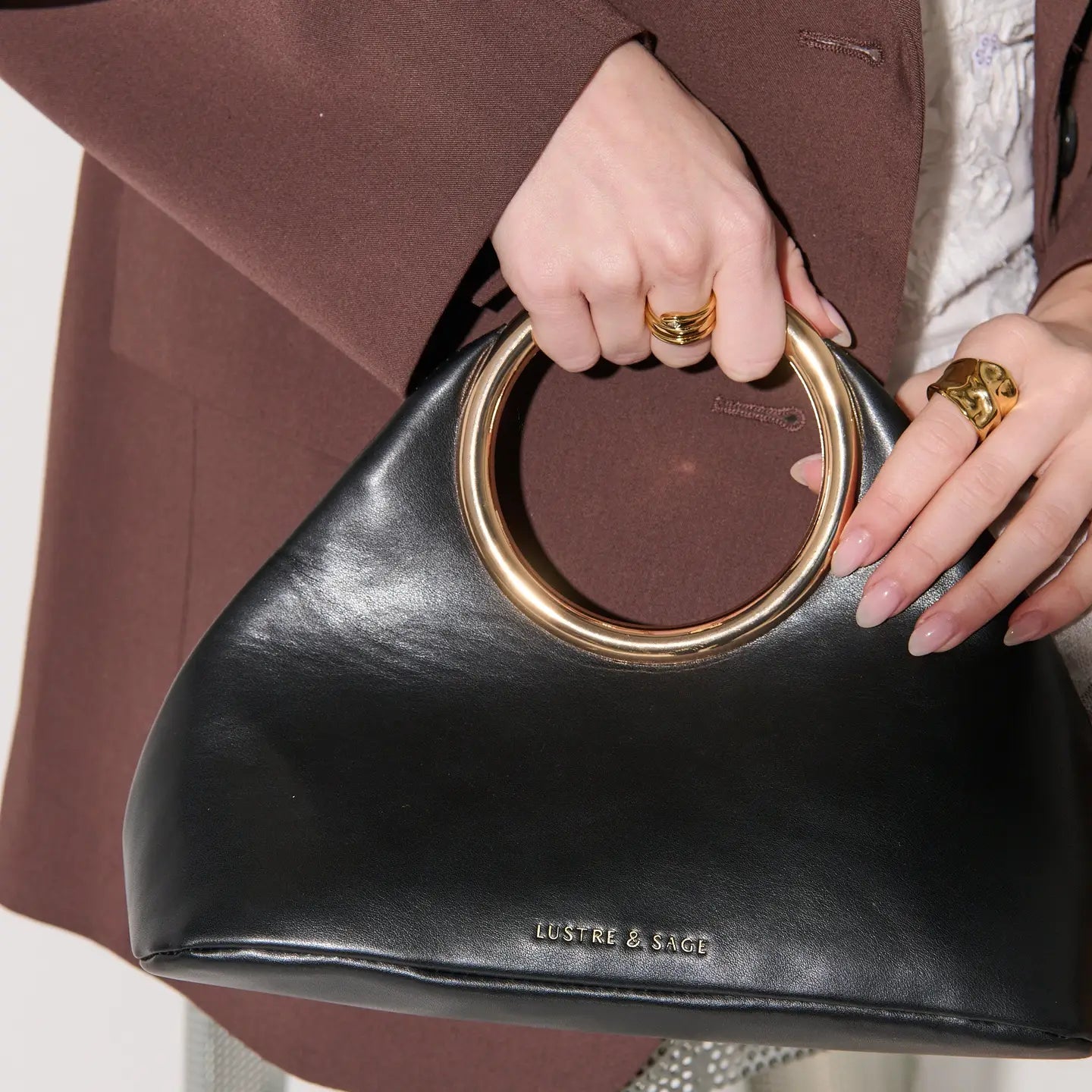 Vegan Leather Hailey Statement Handle Bag