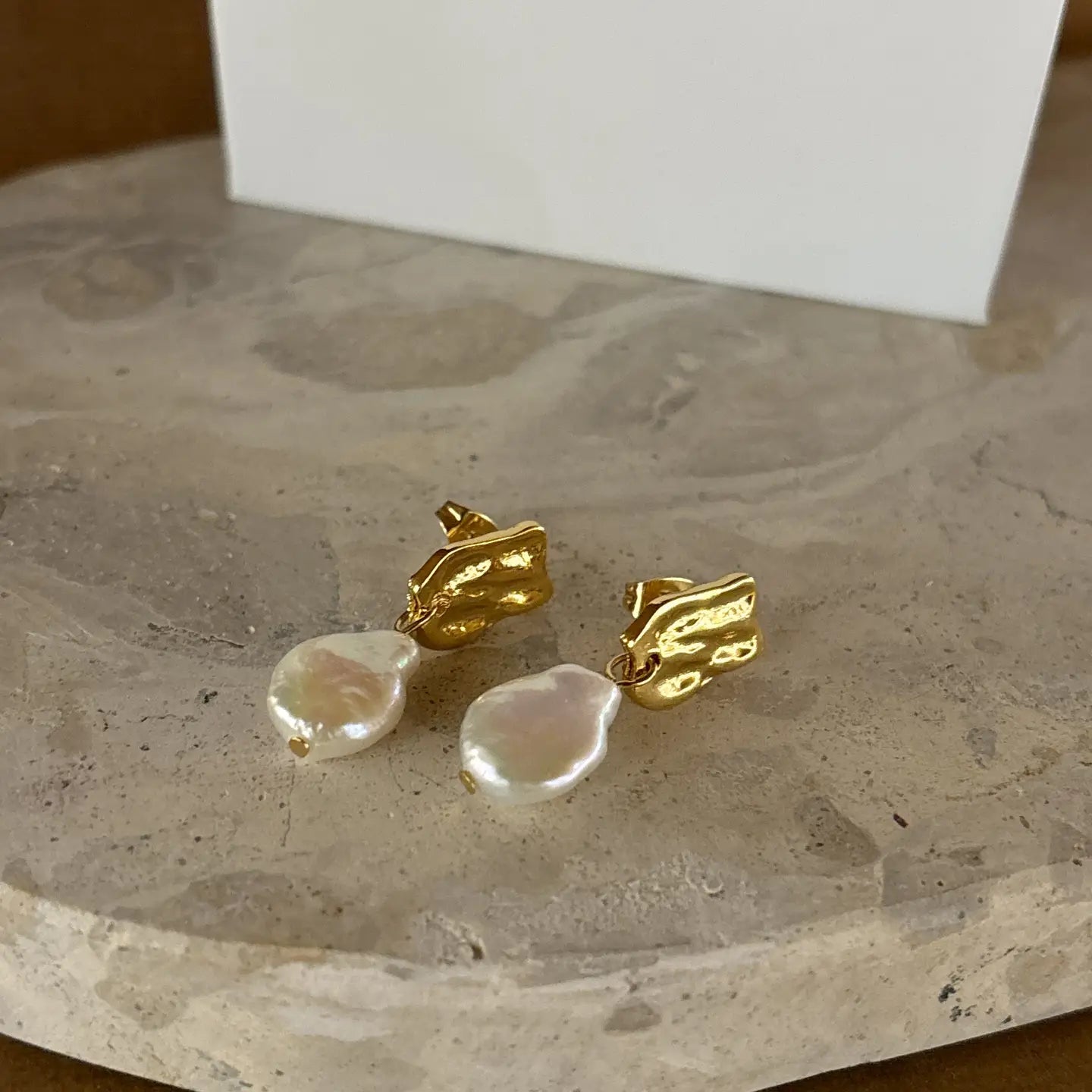 18K Gold Plated Pearl Earrings