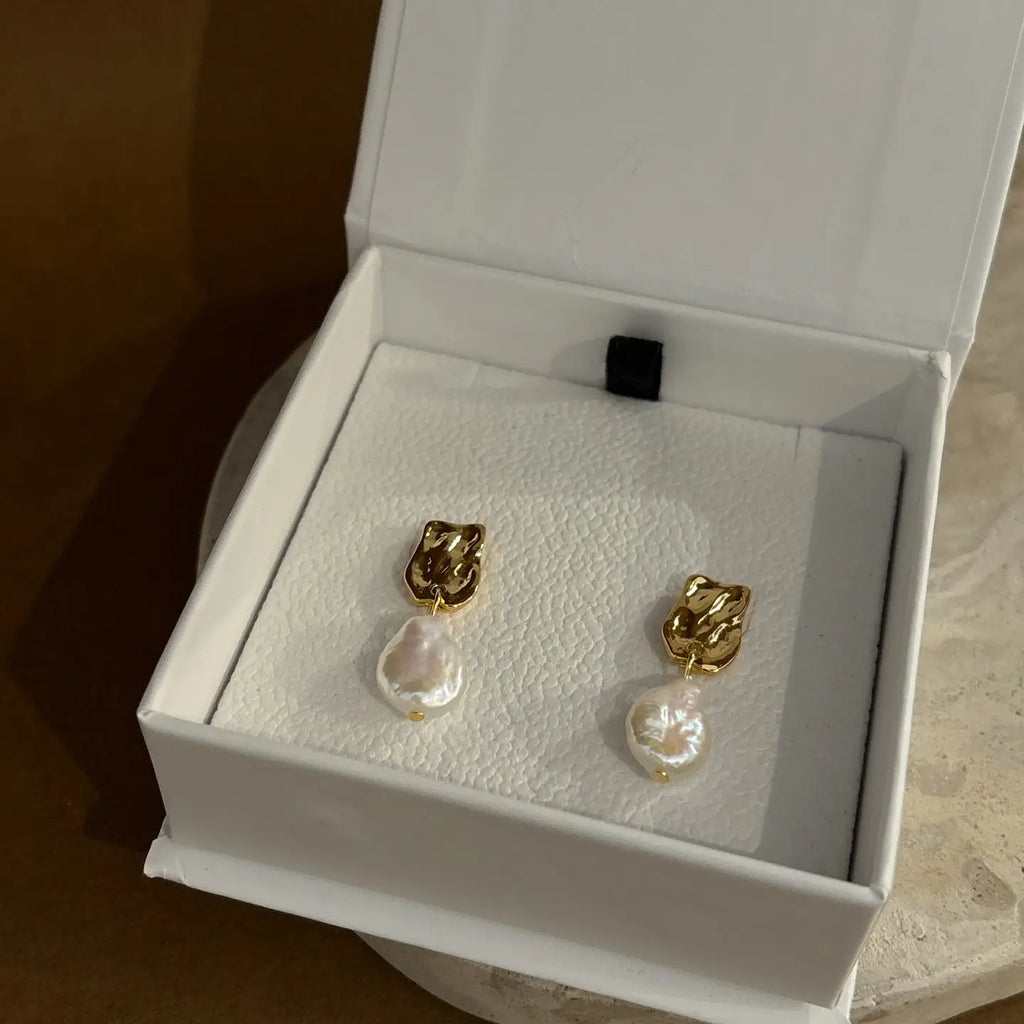 18K Gold Plated Pearl Earrings