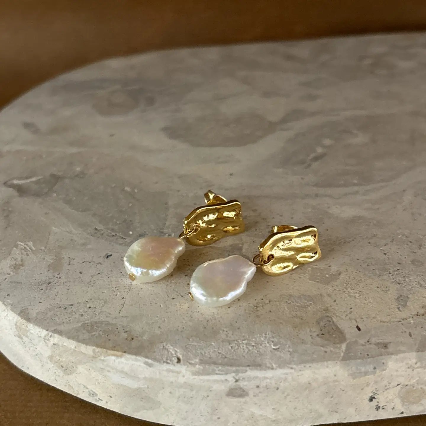 18K Gold Plated Pearl Earrings
