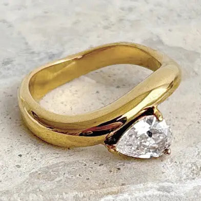 Monet Crystal 18K Gold Plated Ring