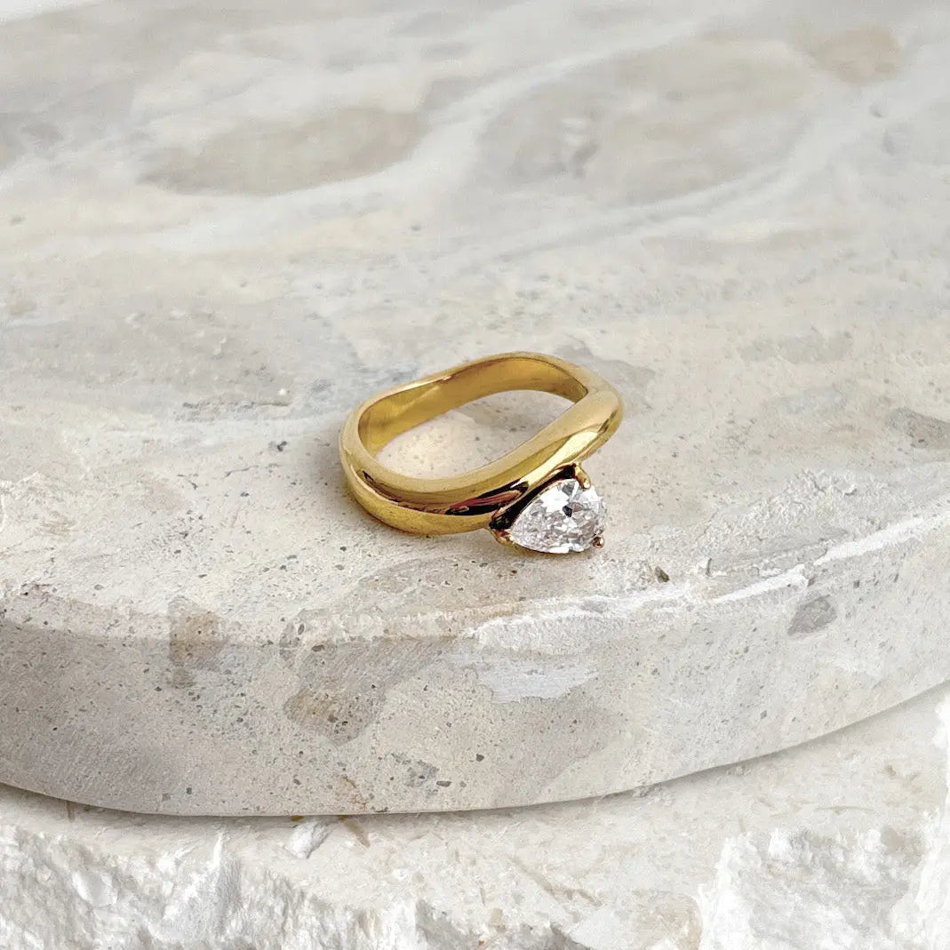 Monet Crystal 18K Gold Plated Ring